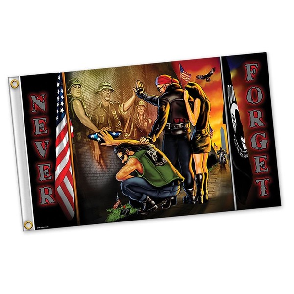 Vietnam Wall POW MIA Never Forget Motorcycle Bikers Polyester 3 x 5 Foot Flag
