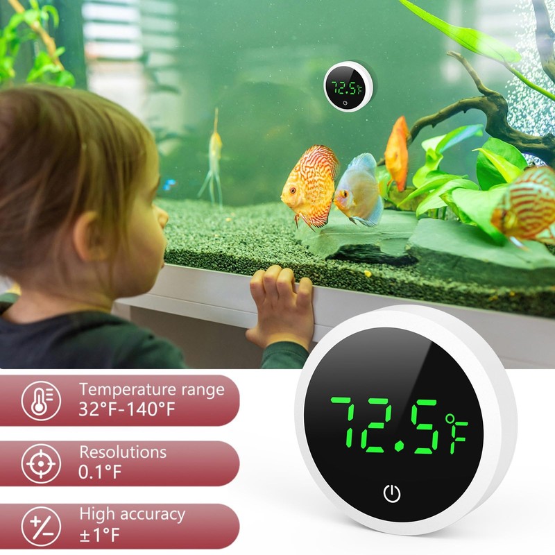 LOFICOPER Digital Aquarium Thermometer, Stick-on Fish Tank Thermometer, Small Temperature