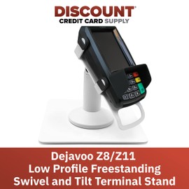 DCCStands Dejavoo Z8/Z11 Freestanding Swivel and Tilt Low Profile 4" Terminal Stand with Square Plate, White