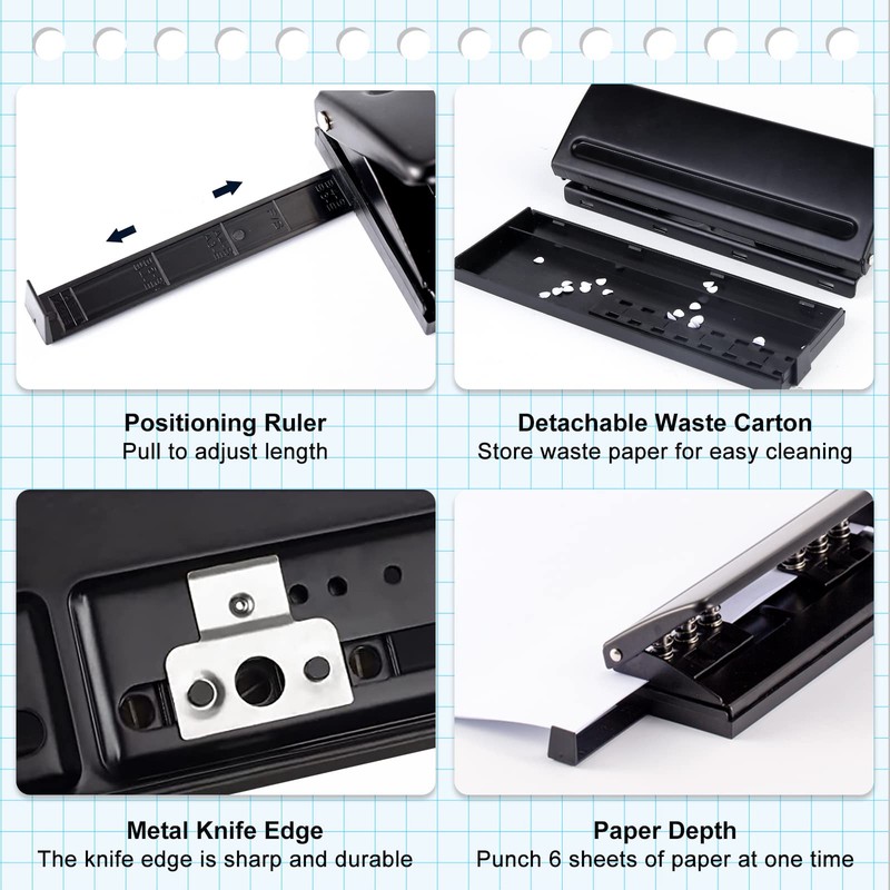 6 Hole Punch, A5 A6 A7 6-Ring Hole Punch with