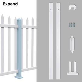 INFRANGE Picket Fence Post 36" High for Straight Vinyl PVC Garden Fence White