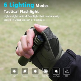 2000LM EDC Tactical Flashlight IP65 Waterproof With 6 Mode,Rechargeable High Lumens LED Pocket Flashlight,14Hr(2600mAh) Battery Life For Daily Home Use, Adventure, Tactical Outdoor, Emergency