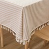 Plenmor Cotton Linen Table Cloth Stripe Tassel Rectangle Tablecloth Dust-Proof