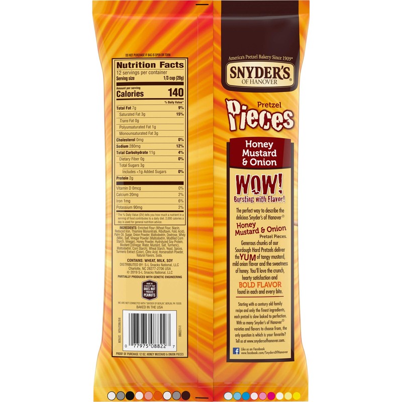 Snyder's PRETZEL PIECES Honey Mustard & Onion 12oz. (Pack of