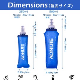 TRIWONDER Soft Flask, TPU Foldable Running Water Bottles BPA-Free Collapsible Drinking Flask for Hydration Pack - Ideal for Running Hiking Cycling Marathon Climbing (250ml/8.45oz - Pack of 2)
