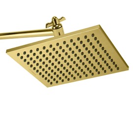 ShowerMaxx, Luxury Spa Series: ImperialShine Gold Rain Shower Head, 8-Inch Square Rain Showerhead with 360 Tilt, Experience Rainfall with MAXX Comfort and Elegance (Polished Brass/ImperialShine Gold)