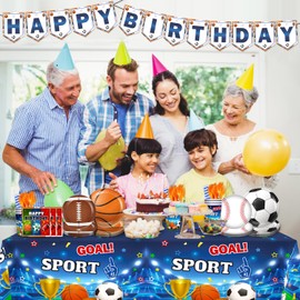 135pcs Sports Birthday Party Decorations Tableware Set, Sports Themed Party Decorations Includes Basketball Football Baseball Soccer Tableware Supplies, for All-Star Boy’s Birthday Decoration