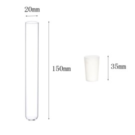 Glass Test Tubes with Rubber Stoppers 150mm x 20mm Pack of 10 and 1pcs Brush …