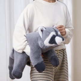 Labauxite Raccoon Plush, Raccoon Stuffed Animals, Cute Plush Toys Realistic Raccoons Body Pillow Hug Sleeping Fluffy Animal Toys for Kids, Bed Decor Plushie Doll Birthday Gift (17.7in)
