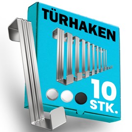 Menz Door Hooks for Hanging, Pack of 10 Stainless Steel Clothes Hooks Door in Silver, Individually Usable Hooks for Hanging, Dimensionally Stable Door Hook Rail, Universal Door Coat Rack