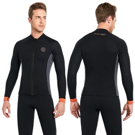 Wetsuit Jacket for Women 3 mm Wetsuit Tops for Women Keep Warm Long Sleeve Front Zip Neoprene Top for Diving Surfing Snorkelling Swimming Water Sports XL Size