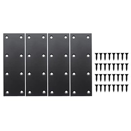 Paquete de 4 Escuadras de Refuerzo Rectas Planas, ULIFESTAR Placa de Refuerzo de Acero Inoxidable Negro Soporte de Estante de Metal Placa de Fijación y Unión para Muebles, Madera, Estantes, Gabinete