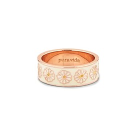Pura Vida Rose Gold Plated Dreamy Daisy Ring - Brass Base, Stackable Band, Brand Stamp - Size 6