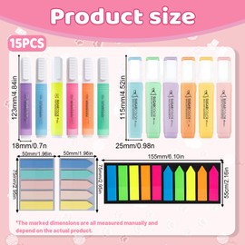 Revision Supplies,400 Sticky Tabs &12 Highlighters, Neon Memo Stickers,Tabs Arrow Tabs for Book Marks, Non-Slip Grip Study Cards Organizer for Presentations, Color-Coded Notes, Office