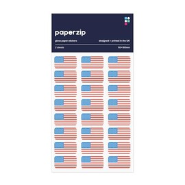 PAPERZIP - USA Flags (American Flag, U.S. Flag) – 48 Stickers for Business, Schools, Celebrations