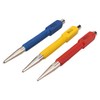 3pc Centre Punch Metal Nail Brads Dot Marking Set Colour