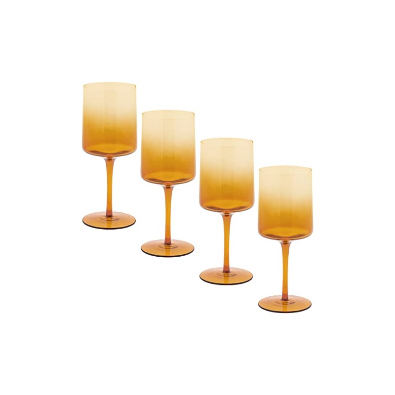 Karma Mid Century Wine Glass Amber Set Of Four
