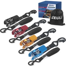 Zeuli Ratchet Straps Heavy Duty 4 Pack - 10 Ft - 1800 lbs Breaking Limit, Ratchet Tie Down Straps with Safety Lock S Hooks - Cargo Straps for Moving, Appliances, Motorcycle