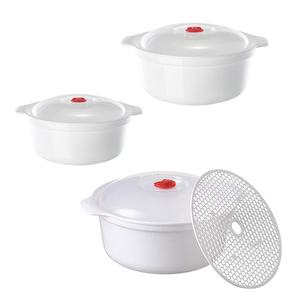 3 Piece Microwave Bowl with Lid, Heating Dish, Noodle Bowl,