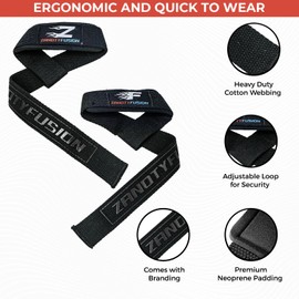 Weight Lifting Straps | Wrist Support Powerlifting Strap | Heavy Duty Gym Bodybuilding Wrist Wraps Power Deadlift Workout | One Size Fits All (Black)