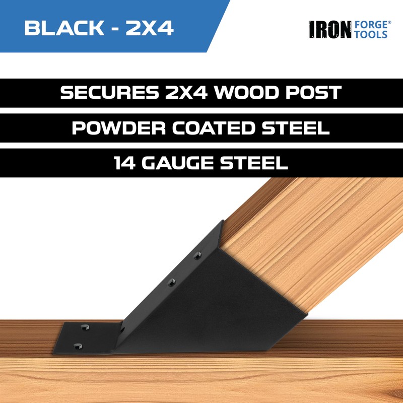 Iron Forge Tools 2x4 Pergola Brackets - 8 Pack Powdercoated