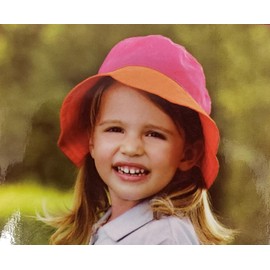 PINK Kids UV Rays Protective Bucket Shade Sun Hat (Pack of 2) (Pink/Orange)