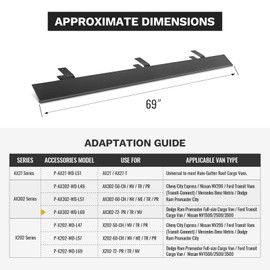 AA-Racks Aluminum 69" Ladder Rack Wind Deflector,Van Rack Accessory for Model AX302 Series Black