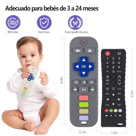 2Piezas Juguetes de Silicona para la Dentición, Mordedor con Forma de Mando a Distancia Apto para Masticar, Puede Aliviar el Dolor de Encías, Sin BPA,