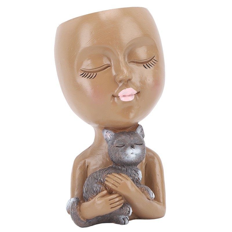Funny Face Planter Pot Girl Head Planter Innovative Decorate Resin