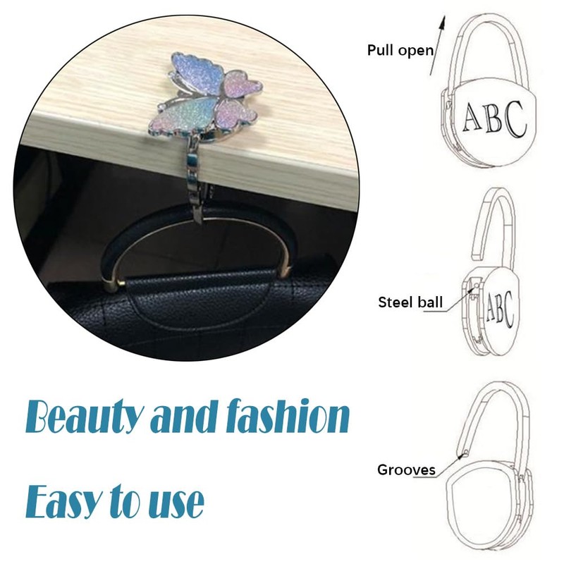 LizCeyMD Butterfly Folding Handbag Table Hangers Decorative Handbag Table Hooks