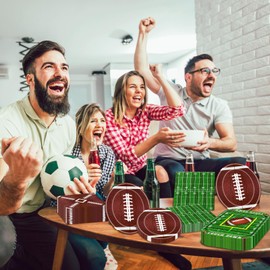 HAKOTI Football Party Supplies Kit Serve 25 - 100Pcs Football Plates and Napkins Touchdown Party Tableware Decorations for Football Birthday,Football Game Day Party
