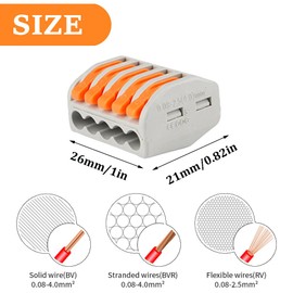 CEEYSEE 17 Pcs Compact Wire Connectors 5 Port Diy Electrical Connector Blocks Circuit Inline Splices Lever Nut Connector Quick Cable Clamp Spring Butt Terminal Connectors（5 Port ）