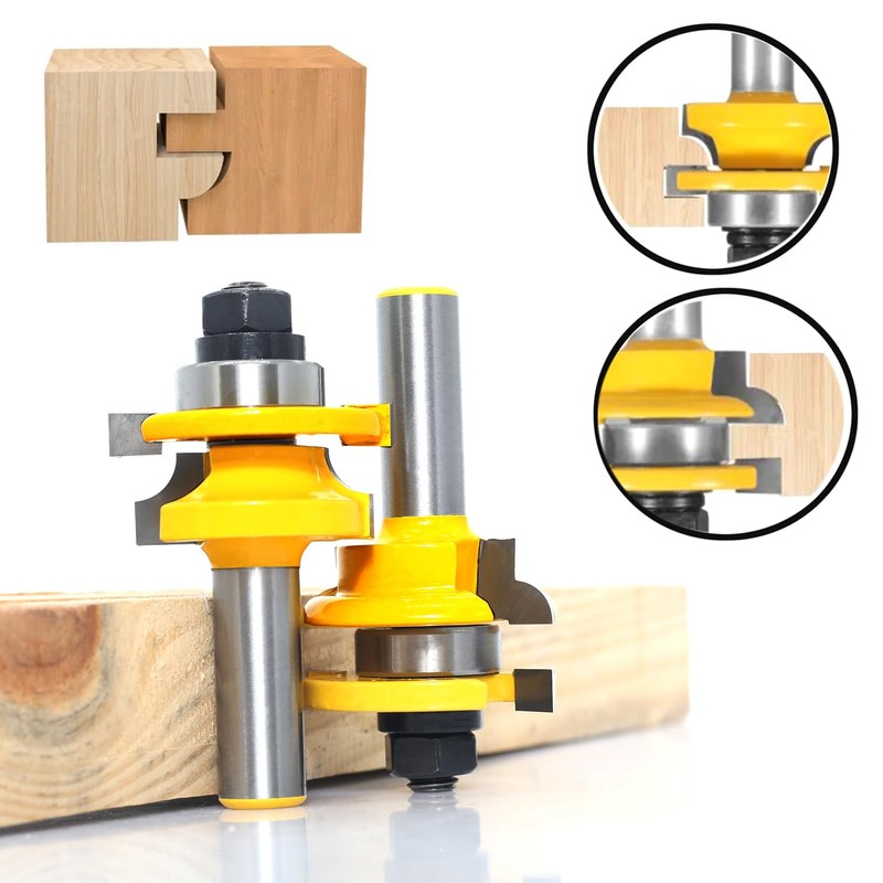 SICWOOD 2PCS Rail and Stile Router Bit Set 1/2 Shank,