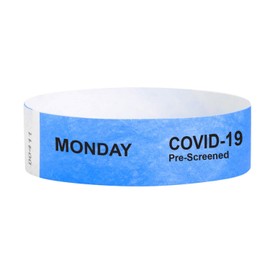 WristCo Tyvek Neon Blue Hospital Healthcare Screening Monday 3/4" Wristbands - 500 Pack Paper Wristbands