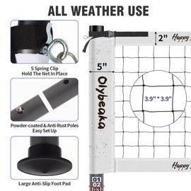 Professional Volleyball Net Set for Backyard Beach,Outdoor Height Adjustable Volleyball Net System with Heavy Duty Poles, Durable Net, PU Volleyball & Pump, Carry Bag