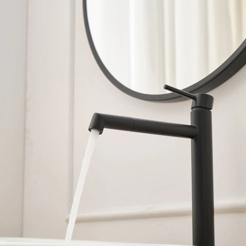 Single Hole Single Handle Black Gold Bathroom Vessel Sink Faucet