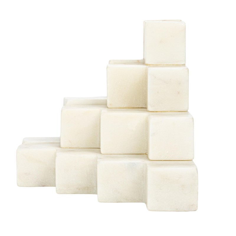 Bloomingville Decorative Marble Stairstep Bookends, White, Set of 2