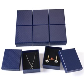 Cheriswelry 12Pcs Prussian Blue Rectangle Jewelry Boxes Sponge Fill Earring Ring Necklace Bracelet Gift Boxes 3.54"x2.76" Jewelry Cardboard Case for Birthday Christmas Valentines Wedding Decor