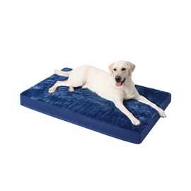 KSIIA Orthopedic Dog Bed Dog Crate Bed Waterproof Dog beds for Large Dogs Deluxe Plush Washable Dog Bed with Egg Crate Foam & Removable Cover, 41 x 27 Inch, Blue