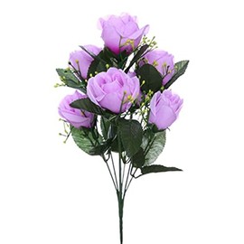 Artificial Silk Rose Flowers for Wedding Valentines Memorial Graveside - Purple