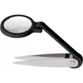 Miracle Point Magnifying Tweezers Sure-Grip Tips Stainless Steel 5x Power Lens