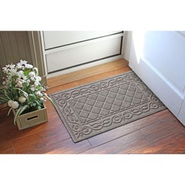 Bungalow Flooring Waterhog Door Mat, 2' x 3' Made in USA, Durable and Decorative Floor Covering, Skid Resistant, Indoor/Outdoor, Water-Trapping, Tristan Collection, Medium Gray