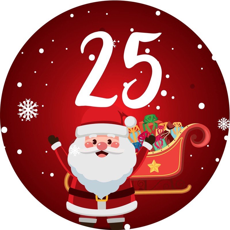 144 Christmas Countdown Advent Number Stickers 30mm Glossy Stickers