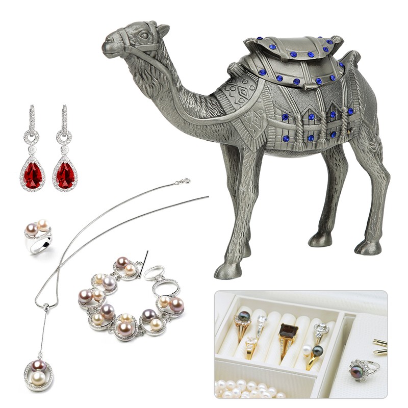 Alloy Cute Animal Jewelry Storage Box Organizer Rhinestone Inlaid Gifts