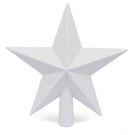 YYCRAFT Glitter Star Tree Topper Christmas Decoration-(10 Inch,White)