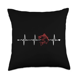 Best Walleye Fishing Gear Kit Gifts For Beginners Hunting Heartbeat Zander Hooks Lures Walleye Fishing Throw Pillow, 18x18, Multicolor