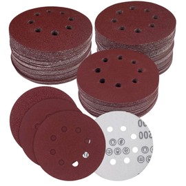 Fousenuk Pack of 80 Sandpaper Diameter 125 mm Velcro, 8 Holes Sandpaper Set, Sanding Discs Velcro, Sandpaper Wood, Random Orbital Sander 40/60/80/120/180/240/320/400 Grit Random Orbital Sandpaper