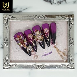 Tinkerbell handmade nail tips - Long stiletto / 팅커벨 수제네일팁 - 롱스틸레토