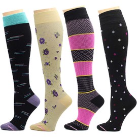 4 Pairs Dr. Motion Therapeutic Graduated Compression Women's Knee-hi Socks…