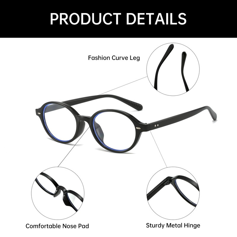 YAMEIZE Blue Light Filter Glasses for Men and Women Oval